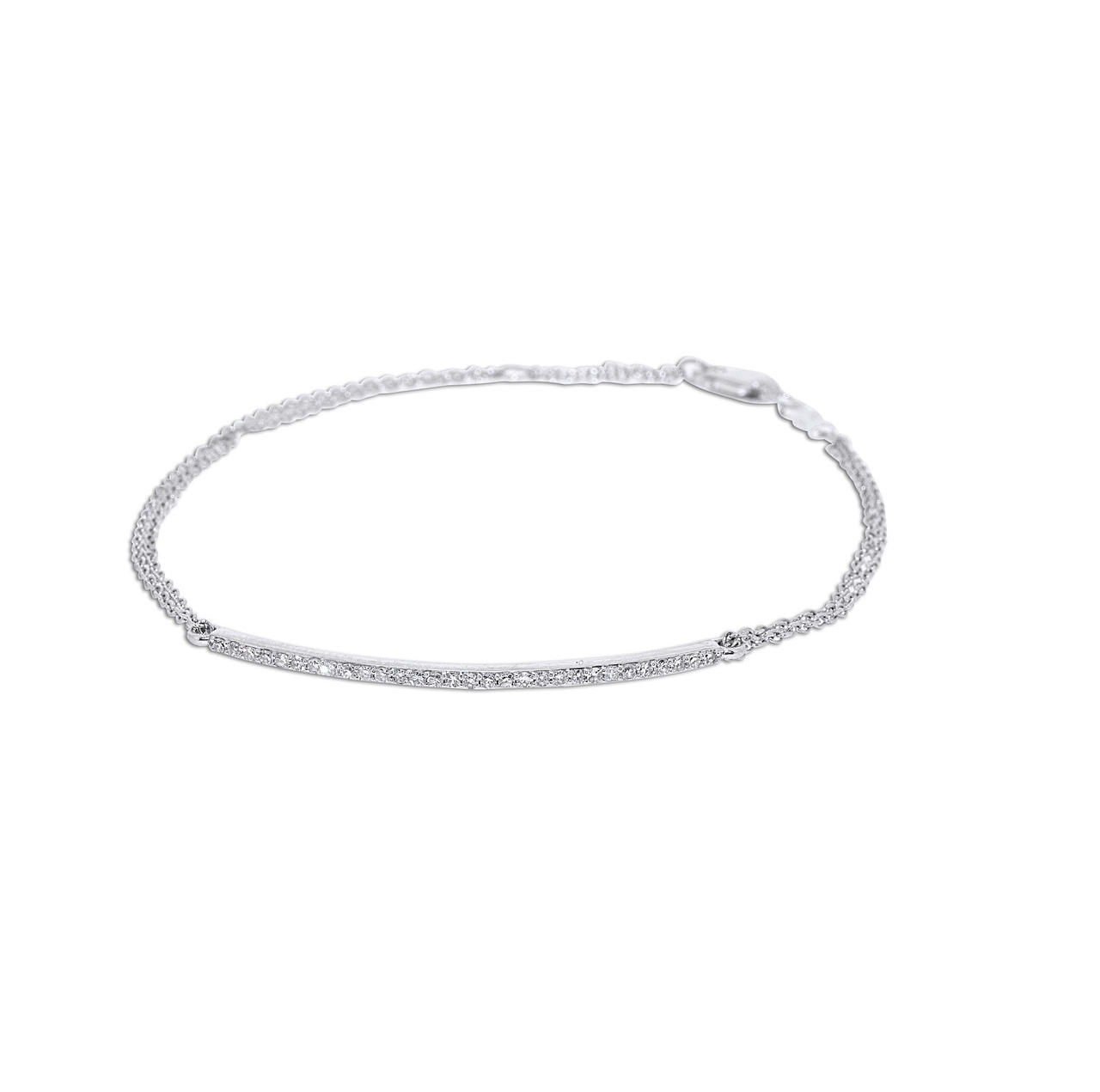 14K White Gold Diamond Bar Double Chain Bracelet 21000558 | Shin Brothers* 14K White Gold Diamond Bar Double Chain Bracelet 21000558 | Shin Brothers*