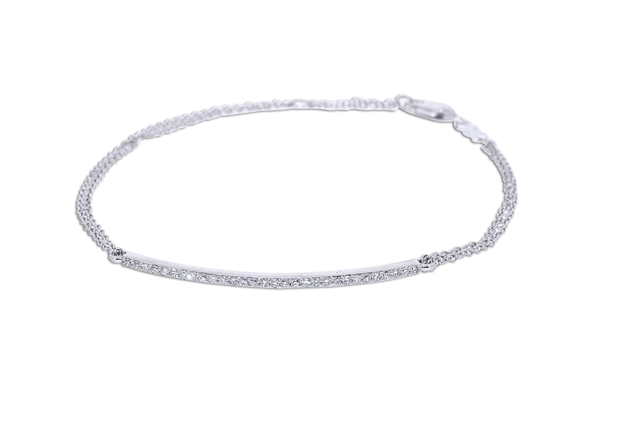 14K White Gold Diamond Bar Double Chain Bracelet 21000558 | Shin Brothers* 14K White Gold Diamond Bar Double Chain Bracelet 21000558 | Shin Brothers*