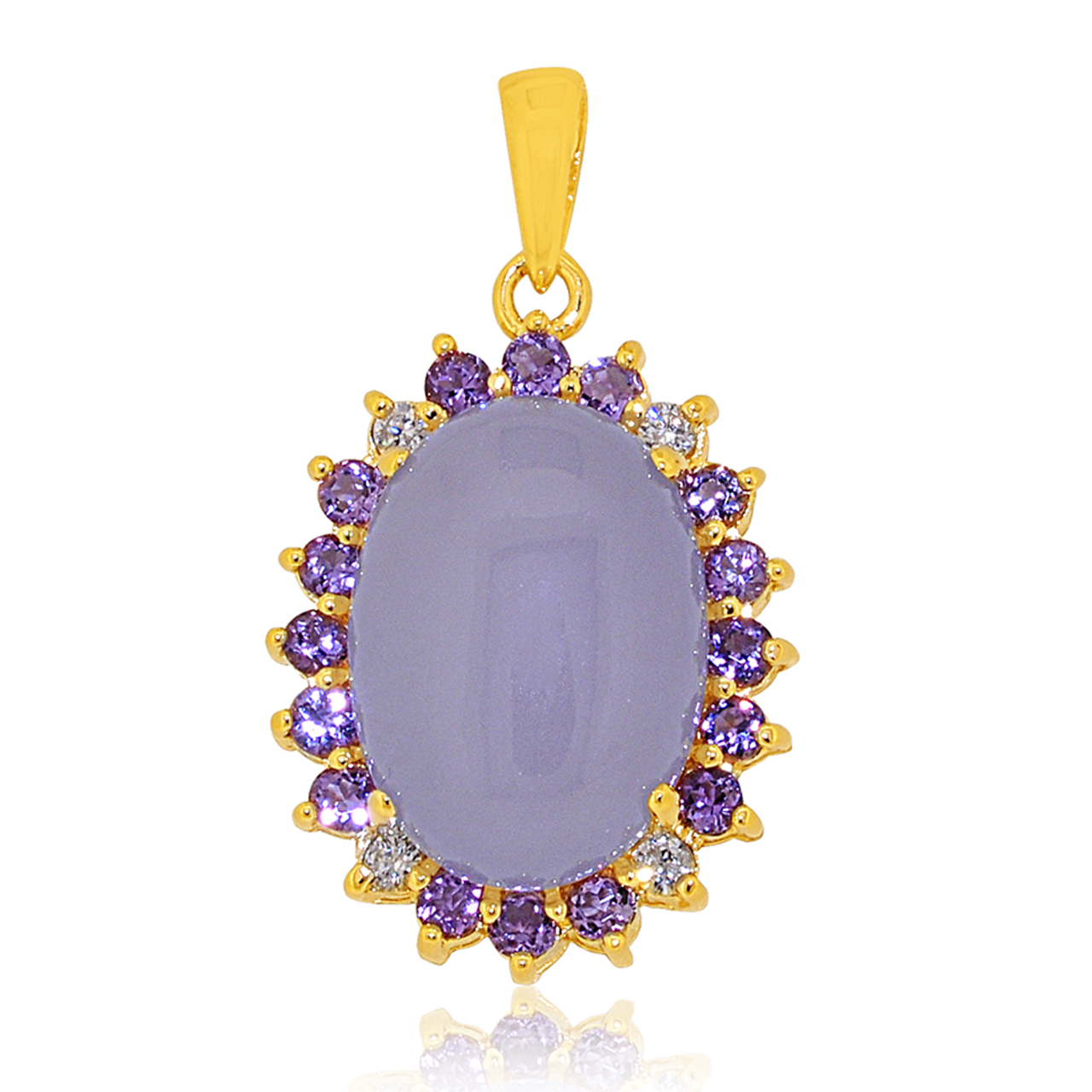 14K Yellow Gold Purple Jade Charm with Amethysts & Diamonds 12002652 | Shin Brothers*