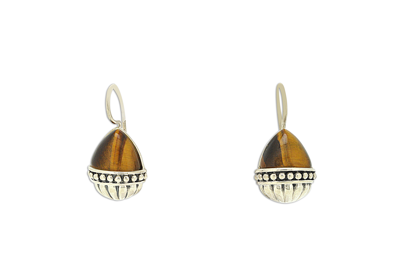 Sterling Silver Tiger Eye Kidney Wire Earrings 85210488 | Shin Brothers*