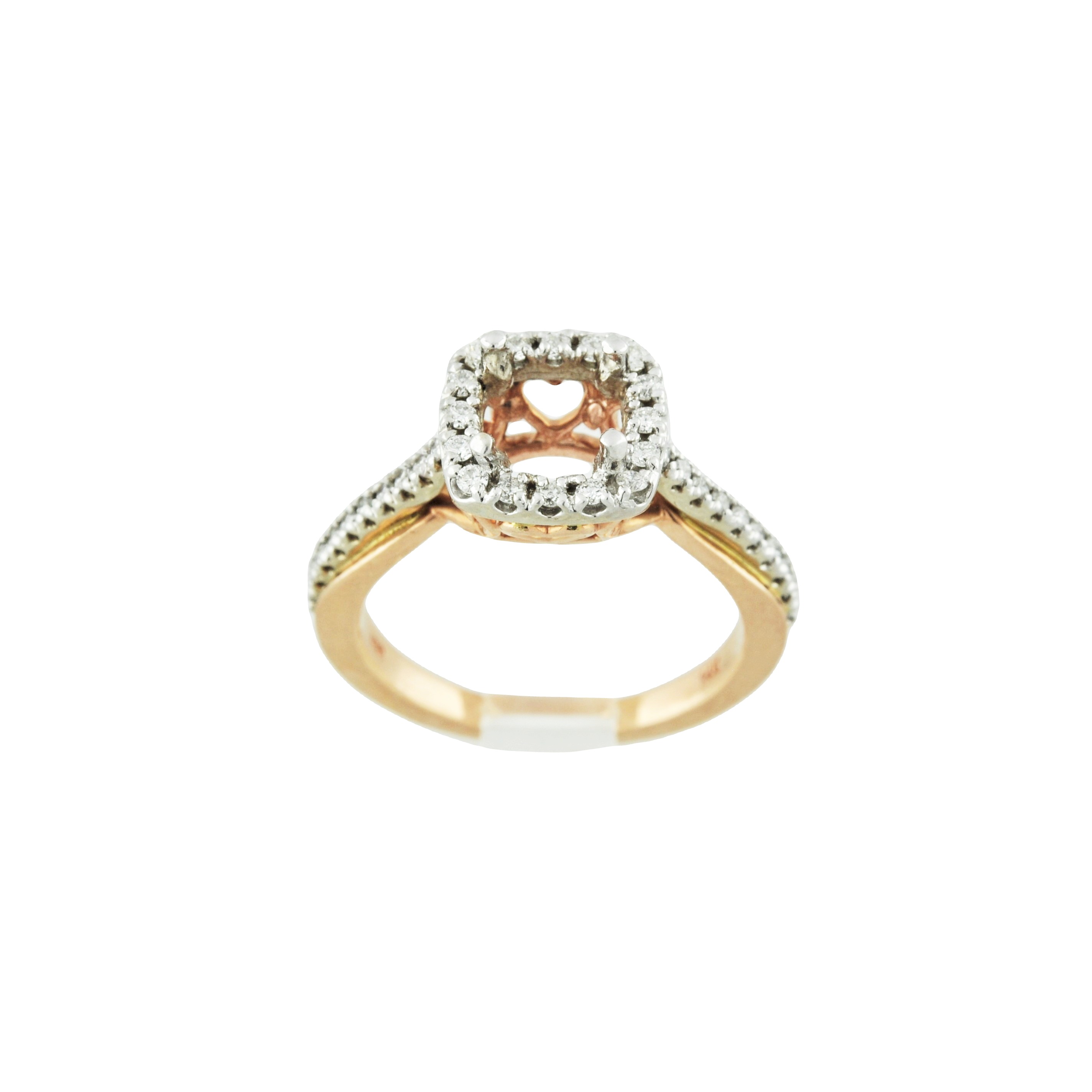 14K Two Tone Gold Diamond Square Engagement Ring Setting 11005778 | Shin Brothers*