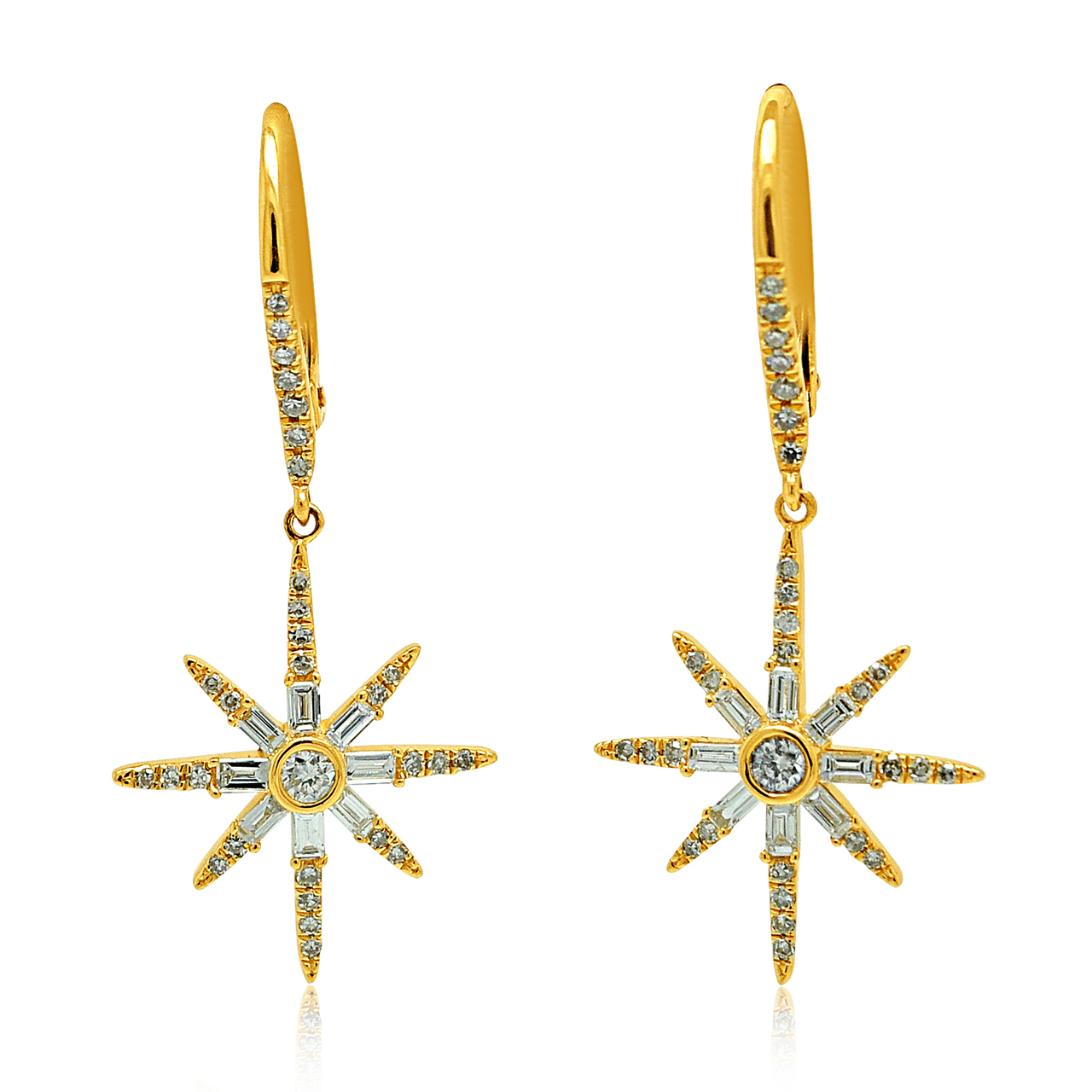 14K Yellow Gold Diamond Star Earrings 41002185 | Shin Brothers*