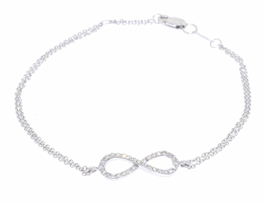 14K White Gold 7" Diamond Infinity Double Chain Bracelet | Shin Brothers Jewelers Inc.