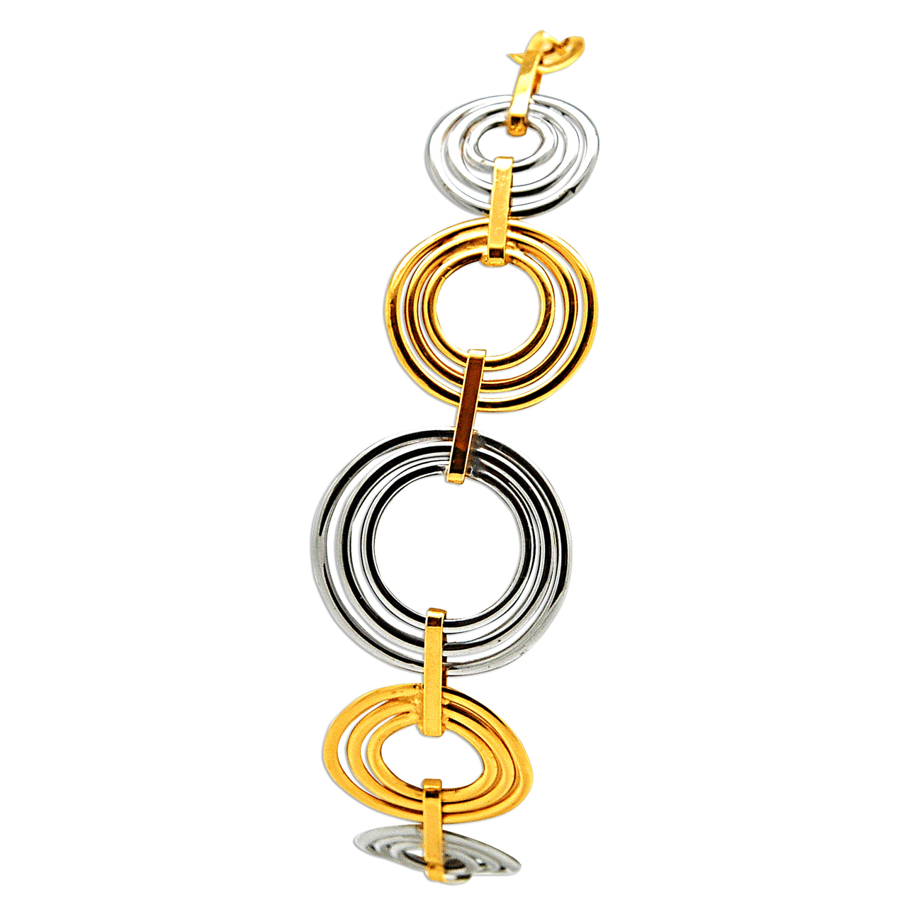 14K Two Tone Gold Circle Link Bracelet 20001525 | Shin Brothers* 14K Two Tone Gold Circle Link Bracelet 20001525 | Shin Brothers*