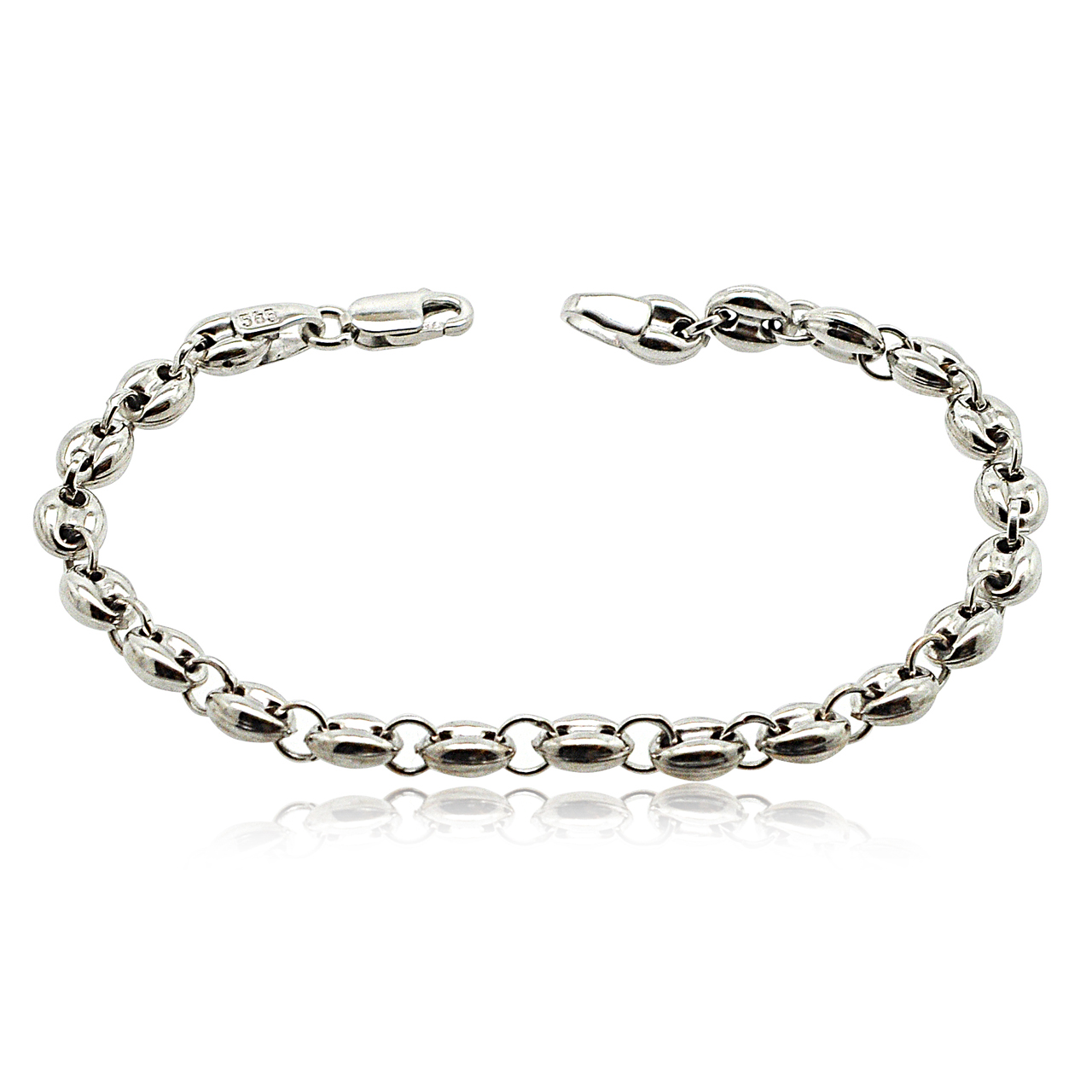 14K White Gold 6" Puffed Mariner Bracelet | Shin Brothers*