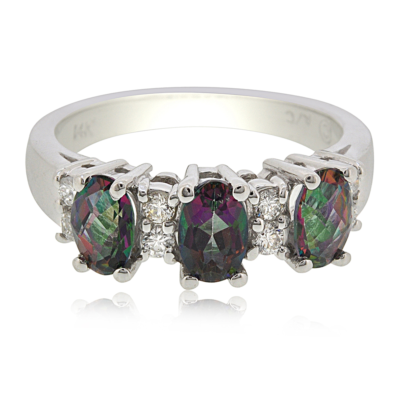 14K White Gold Mystic Topaz Diamond Ring 12002675 By Shin Brothers* 14K White Gold Mystic Topaz Diamond Ring 12002675 By Shin Brothers*