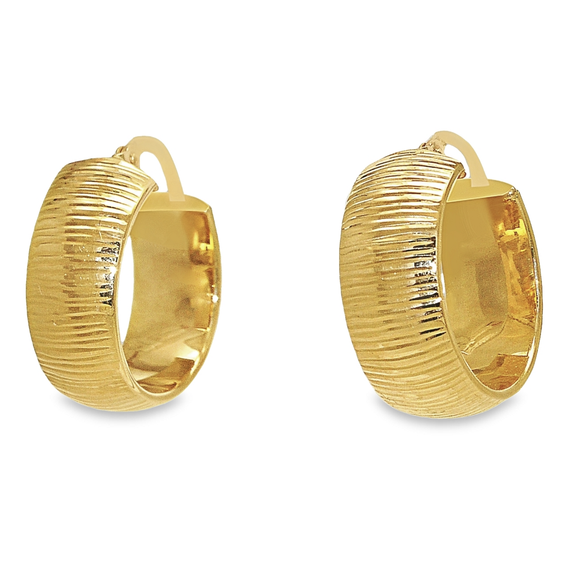 14K Yellow Gold Oval Diamond Cut Fancy Hoop Earrings 40002432 By Shin Brothers Jewelers 