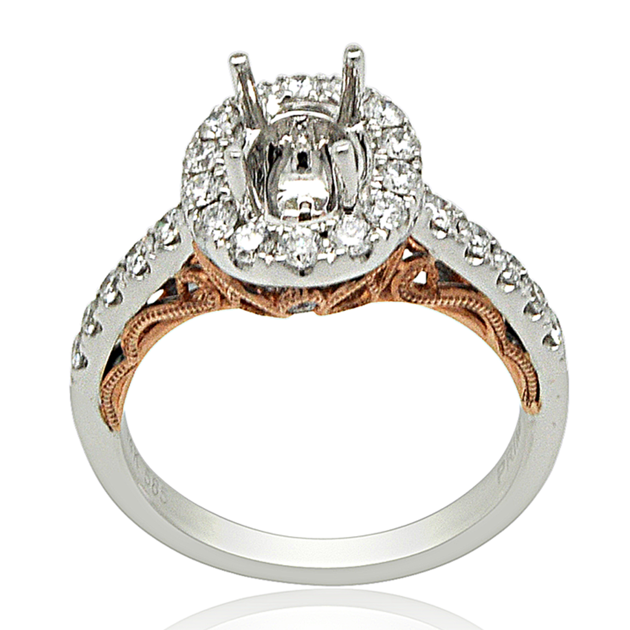 14k  White & Pink Gold Diamond Engagement Ring Oval Halo Settings  11005910  By Shin Brothers* 