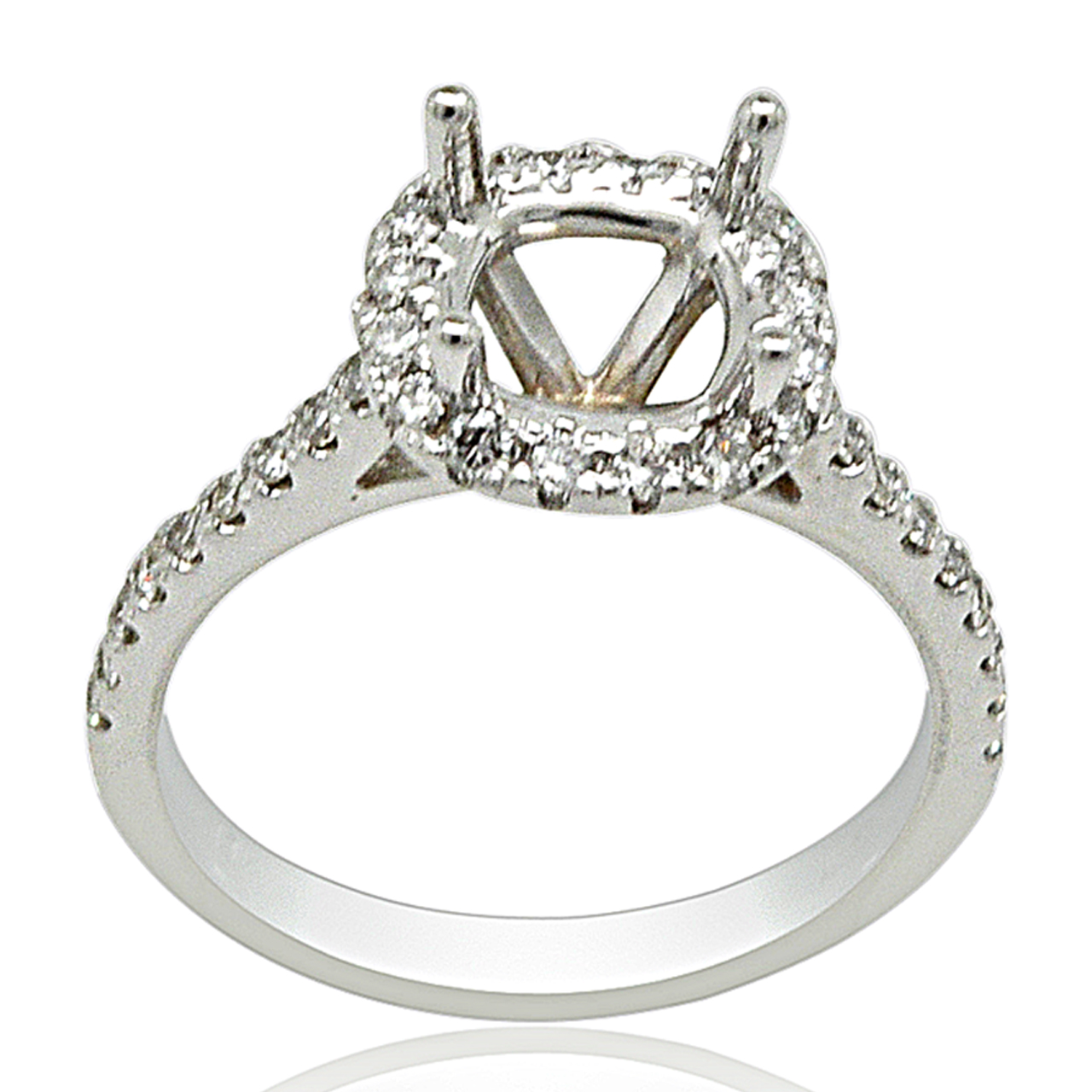 18K White Gold Diamond Halo Setting 110059086 By Shin Brothers* 18K White Gold Diamond Halo Setting 110059086 By Shin Brothers*