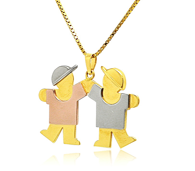 14K Tricolor Gold Two Boys Charm 50003378  |By Shin Brothers* 