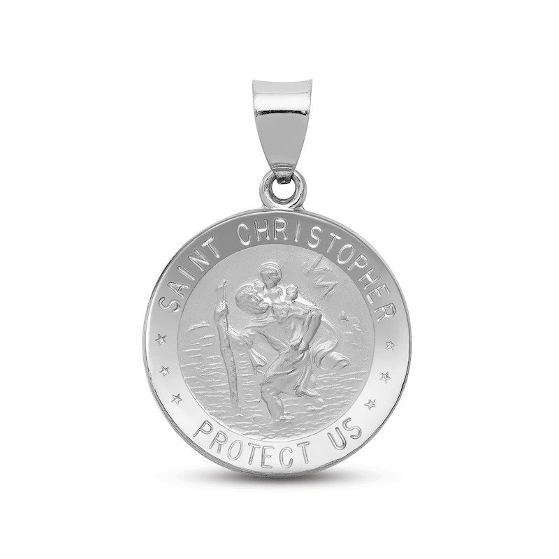 14K White Gold St. Christopher Round Charm 50003271 | Shin Brothers* 14K White Gold St. Christopher Round Charm 50003271 | Shin Brothers*