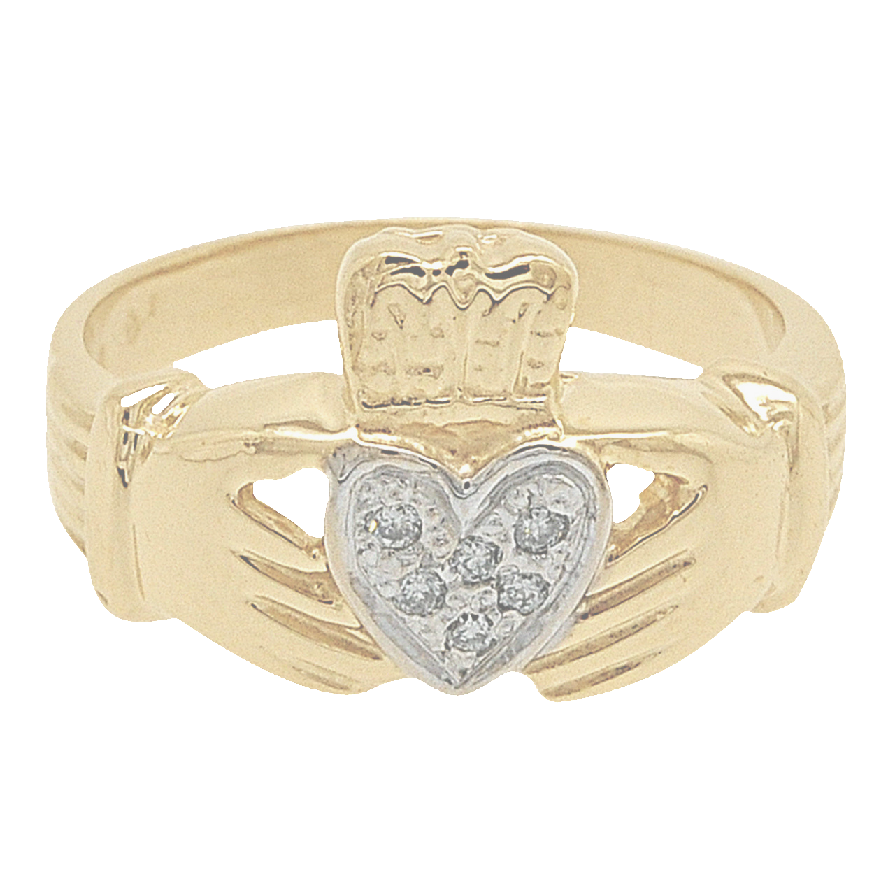 14K Yellow Gold Diamond Claddagh Ring 11001446 | Shin Brothers* 14K Yellow Gold Diamond Claddagh Ring 11001446 | Shin Brothers*