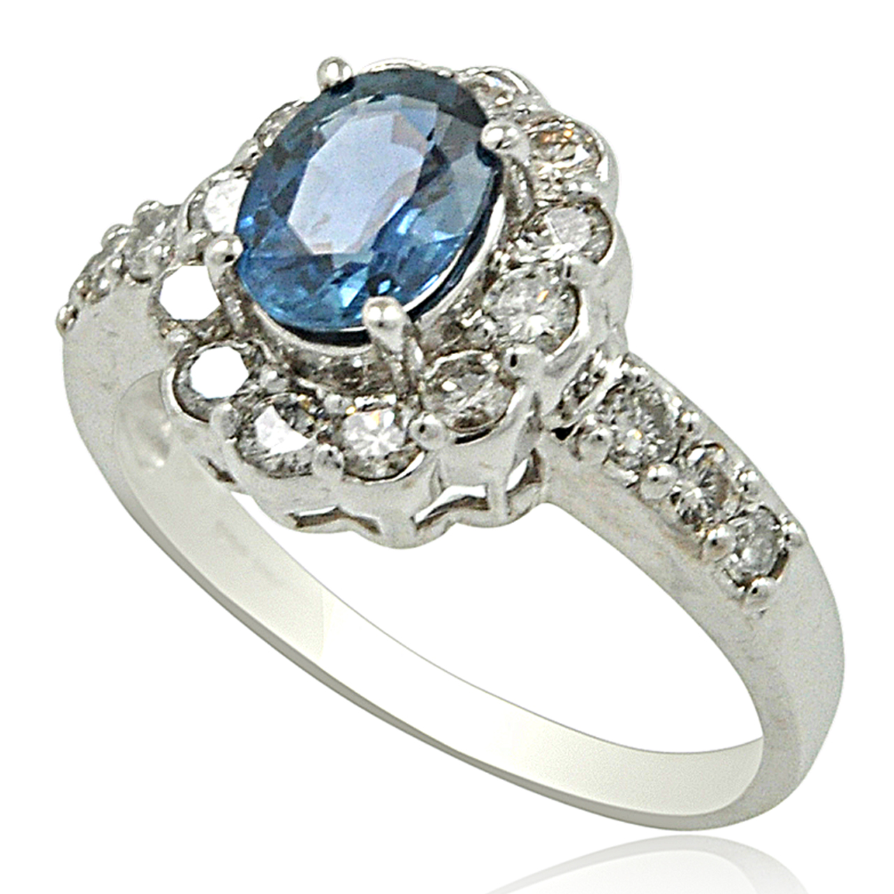 14K White Gold Sapphire and Diamond Ring 12002698 By Shin Brothers* 14K White Gold Sapphire and Diamond Ring 12002698 By Shin Brothers*
