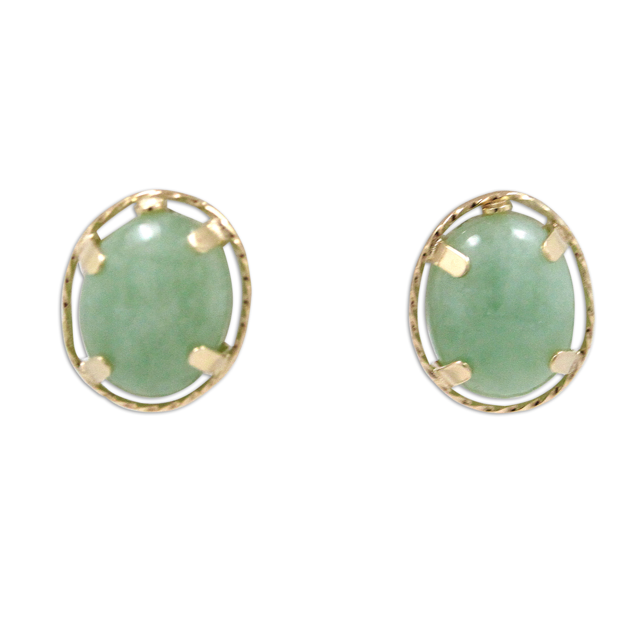 14K Yellow Gold Jade Stud Earrings 42002925 | Shin Brothers* 14K Yellow Gold Jade Stud Earrings 42002925 | Shin Brothers*