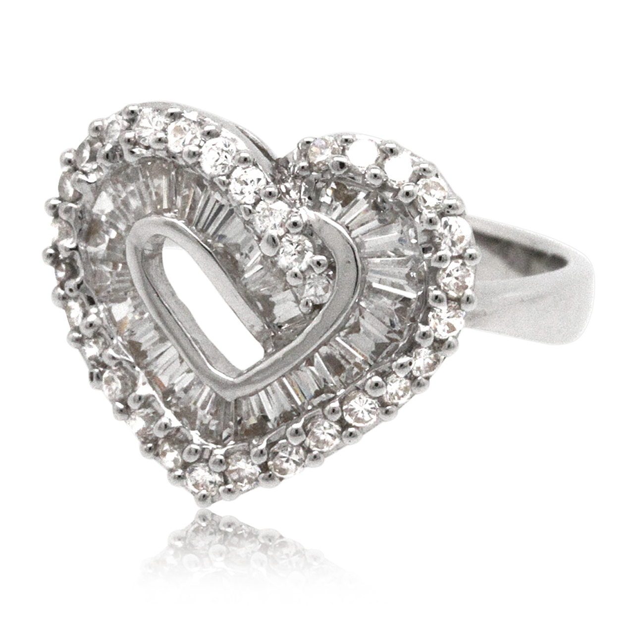 14K White Gold Heart Cubic Zirconia Ring 12002767 By Shin Brothers* 14K White Gold Heart Cubic Zirconia Ring 12002767 By Shin Brothers*