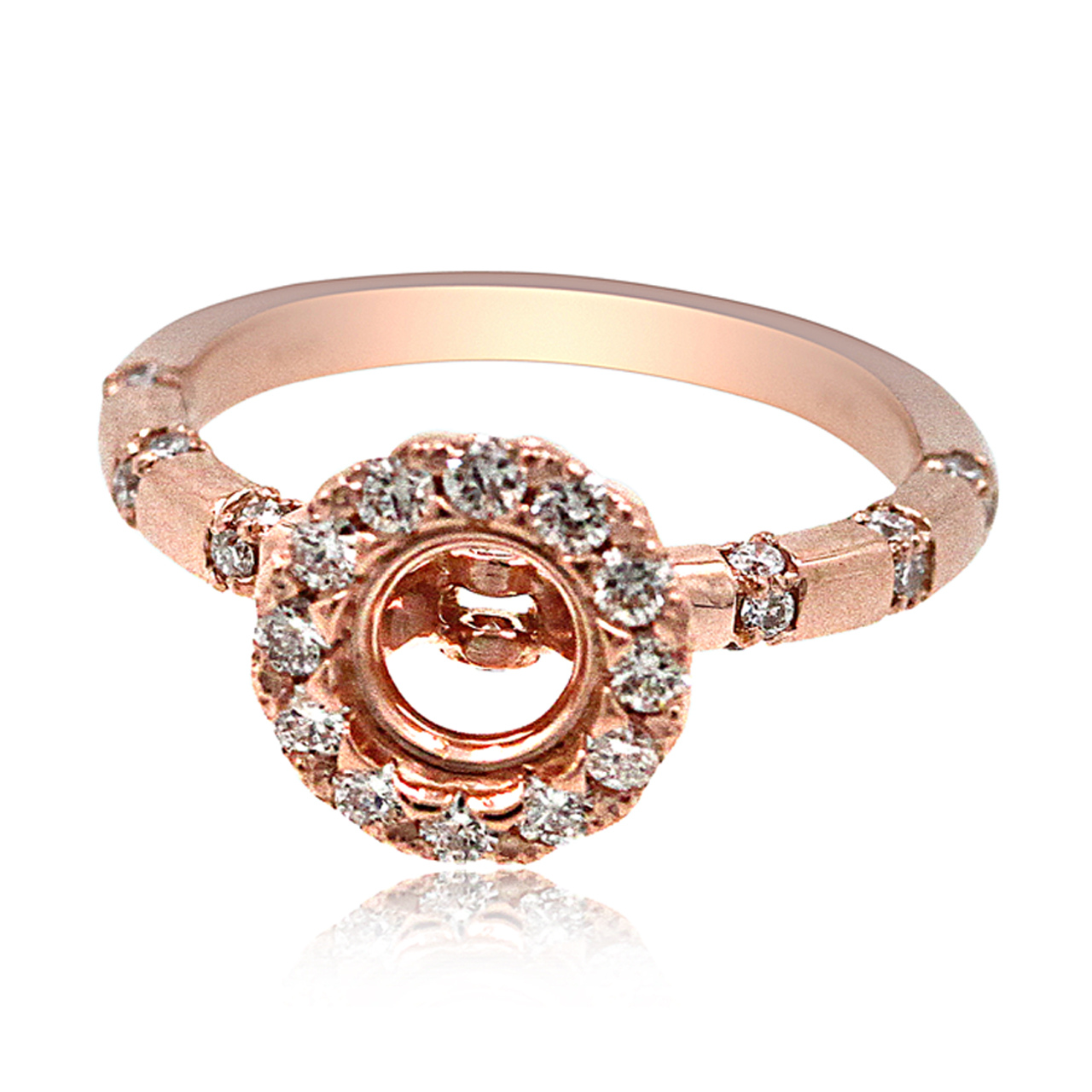 14K Rose Gold Diamond Engagement Ring Setting 14K Rose Gold Diamond Engagement Ring Setting
