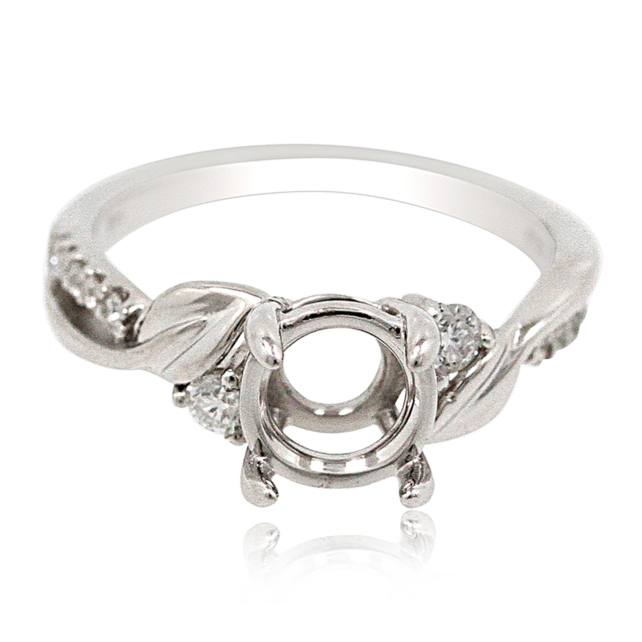 14K White Gold Diamond Engagement Ring Setting 14K White Gold Diamond Engagement Ring Setting