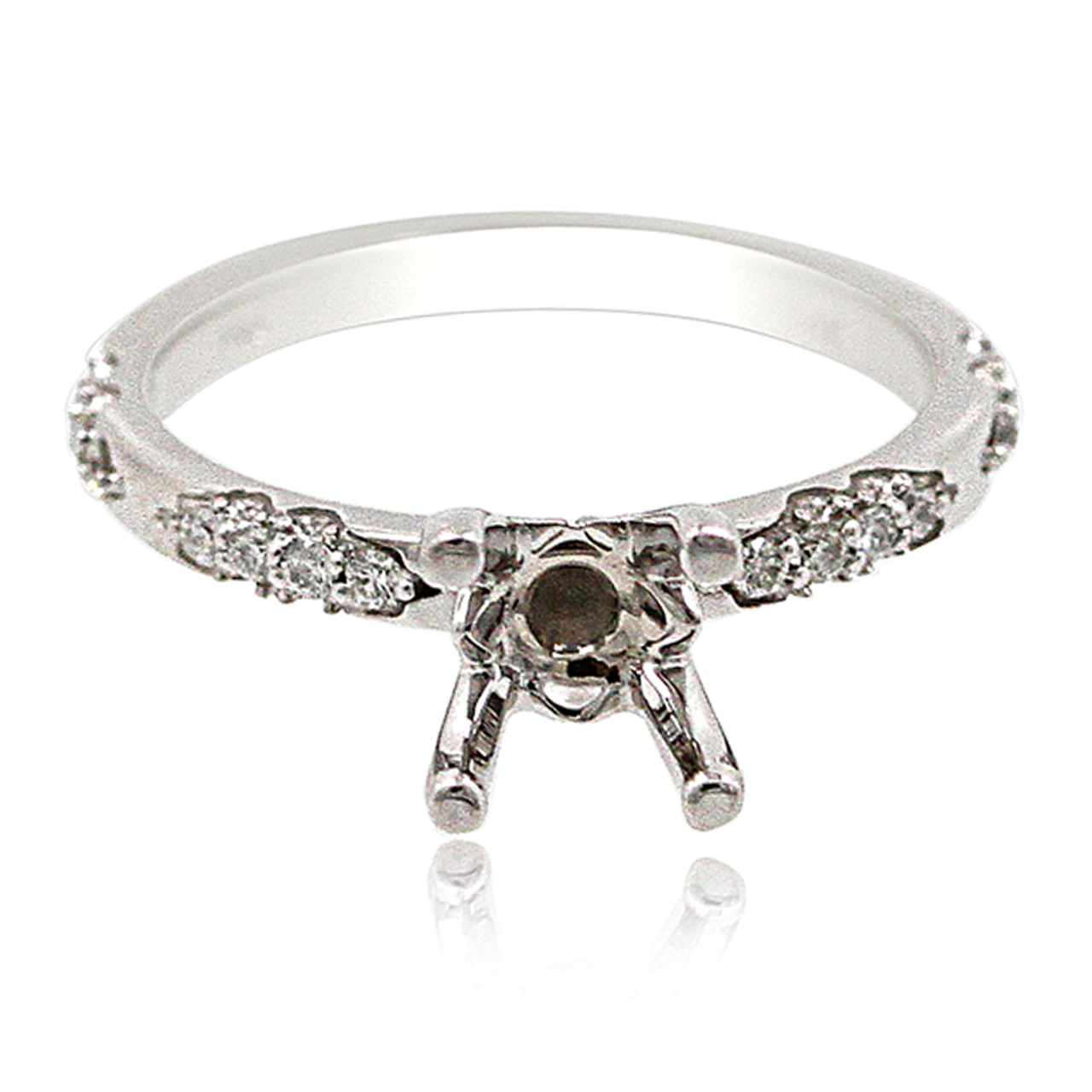 14K White Gold Diamond Engagement Ring Setting