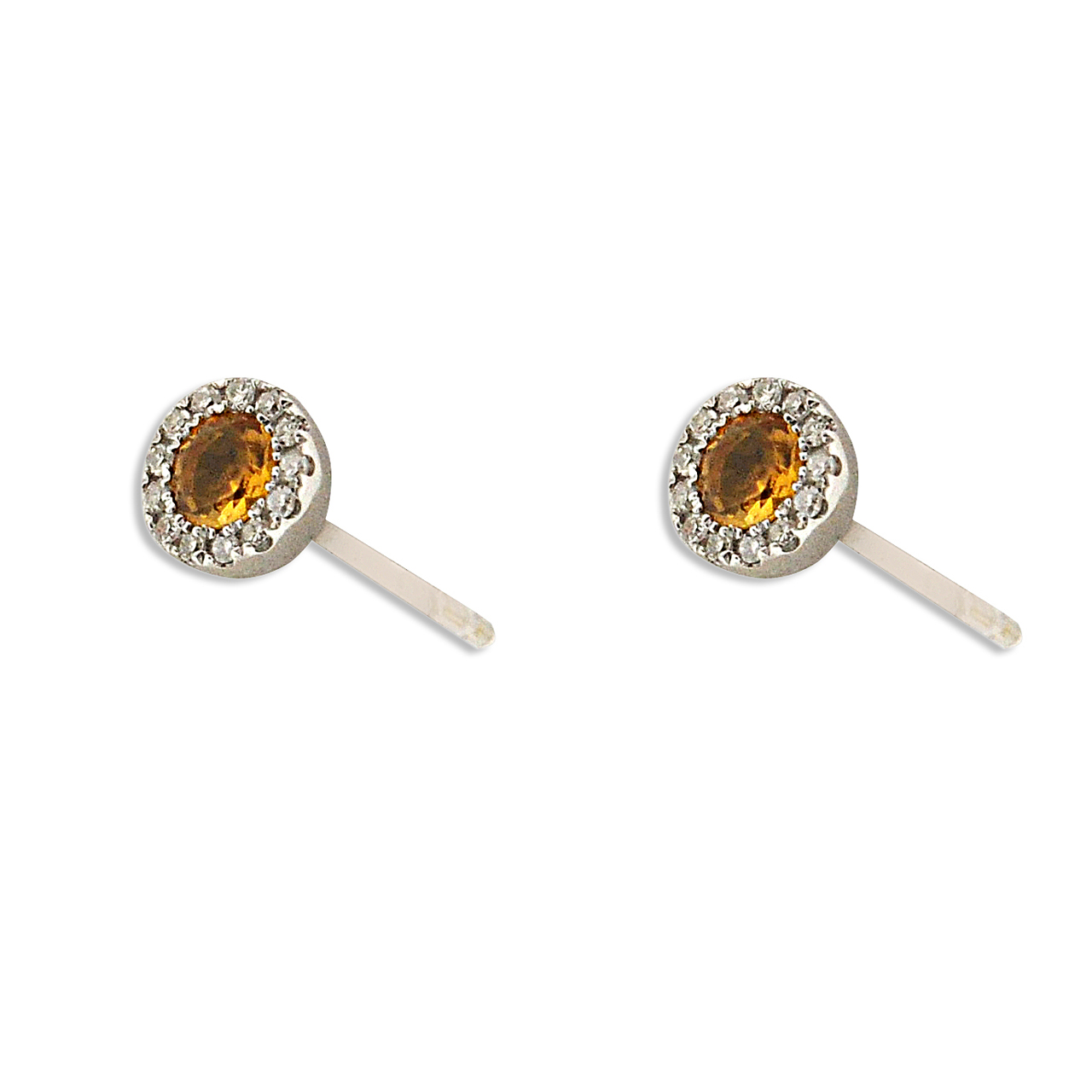 14K White Gold Citrine Diamond Stud Earrings 42002987 | Shin Brothers* 14K White Gold Citrine Diamond Stud Earrings 42002987 | Shin Brothers*