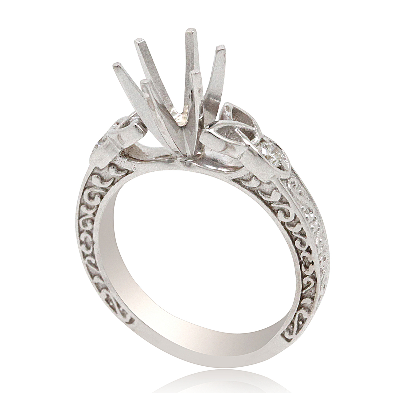 14K White Gold Celtic Diamond Engagement Ring Settings 11006078 By Shin Brothers*