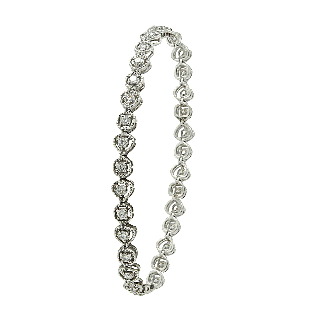 14K White Gold Diamond Heart Bracelet 21000645 | Shin Brothers* 