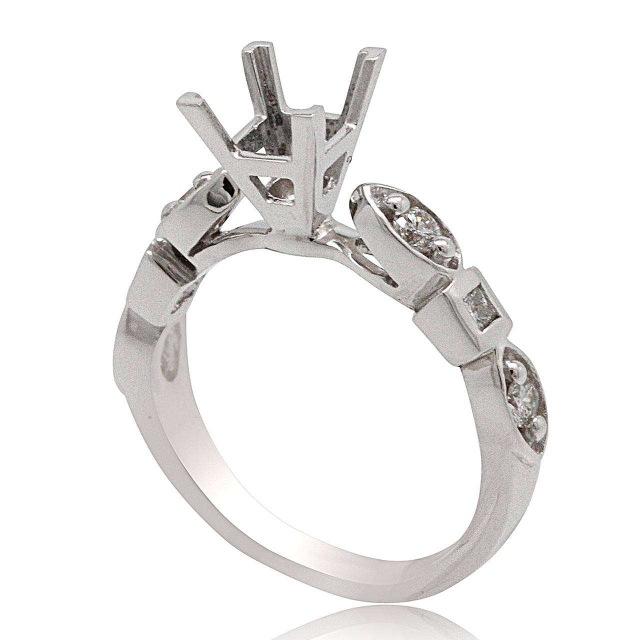 14K White Gold Diamond Engagement Ring Setting 11006113  By Shin Brothers*