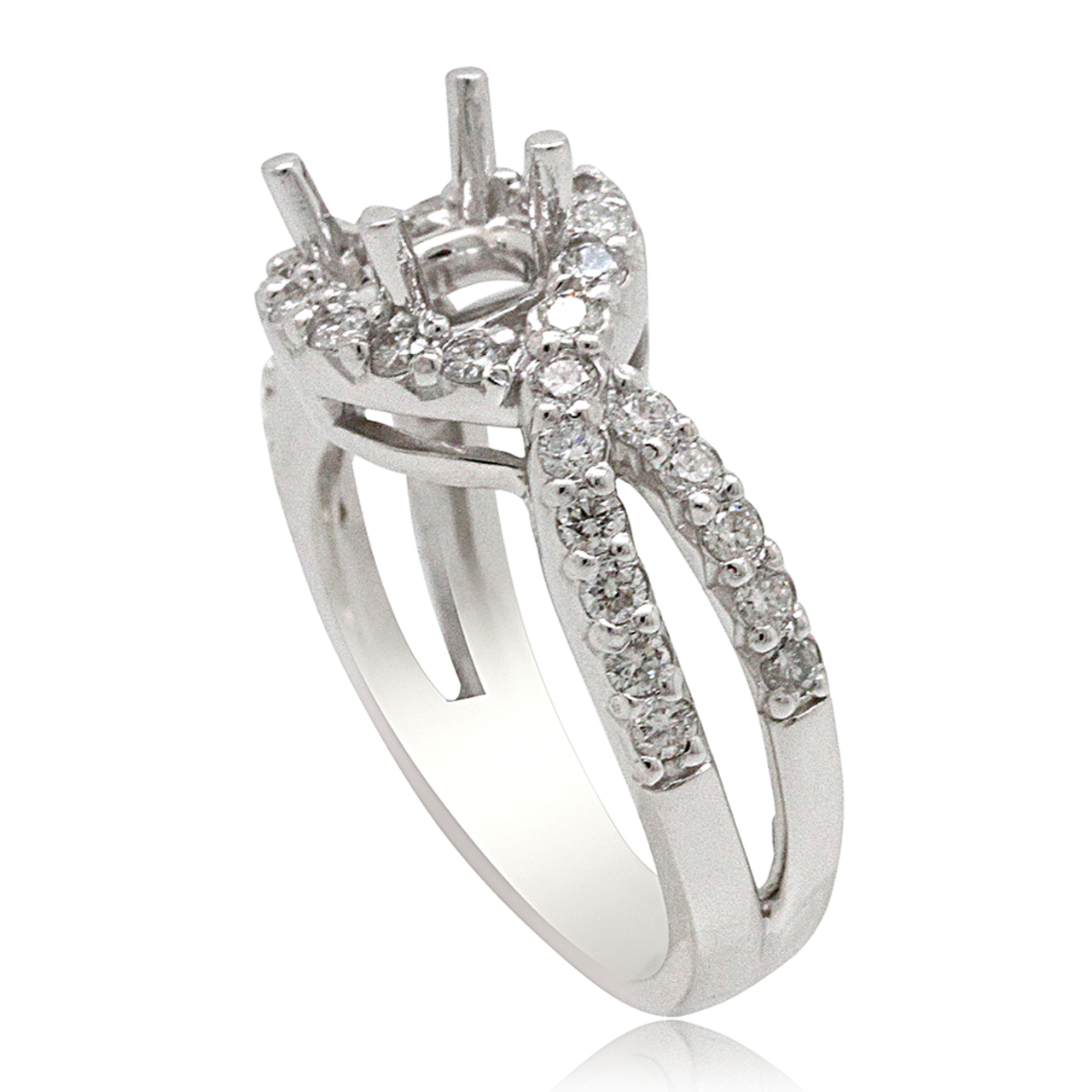 14K White Gold Diamond Engagement Criss-Cross design  Ring Setting  11006115  By Shin Brothers* 