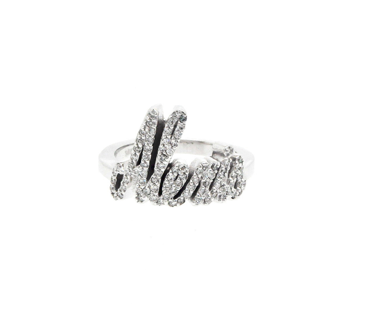 14K White Gold Diamond Name Ring Alexis 13300078