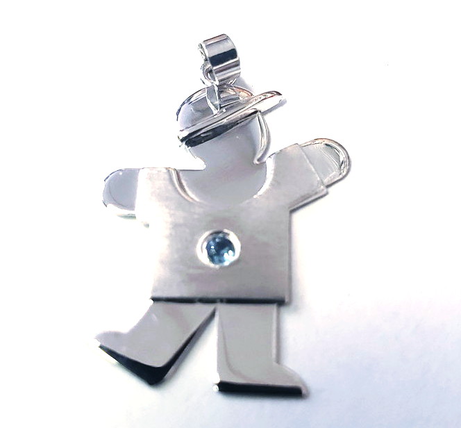 14K White Gold Boy Charm with Aquamarine 52002051 | Shin Brothers* 14K White Gold Boy Charm with Aquamarine 52002051 | Shin Brothers*