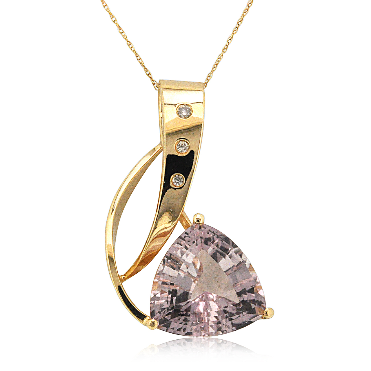 14K Yellow Gold Kunzite & Diamond Slide Pendant 52002014 | Shin Brothers*