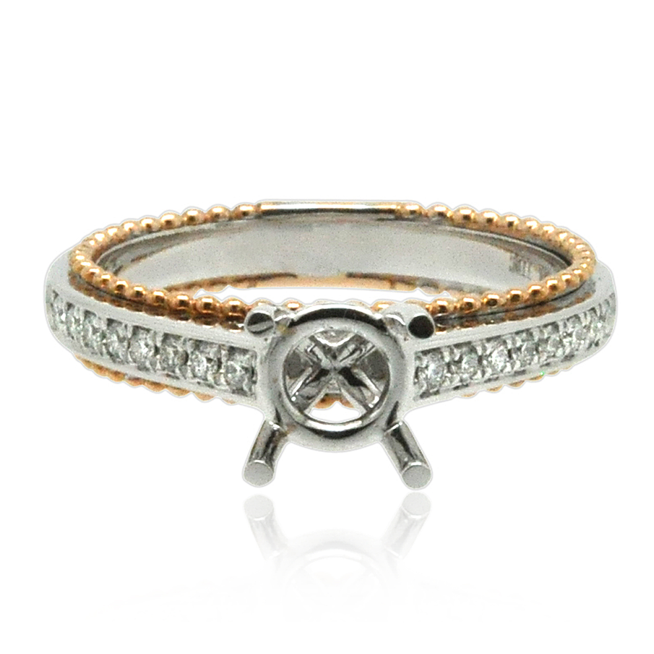 18K White and Yellow Gold Diamond Engagement Ring Setting 11006171 By Shin Brothers * 18K White and Yellow Gold Diamond Engagement Ring Setting 11006171 By Shin Brothers *