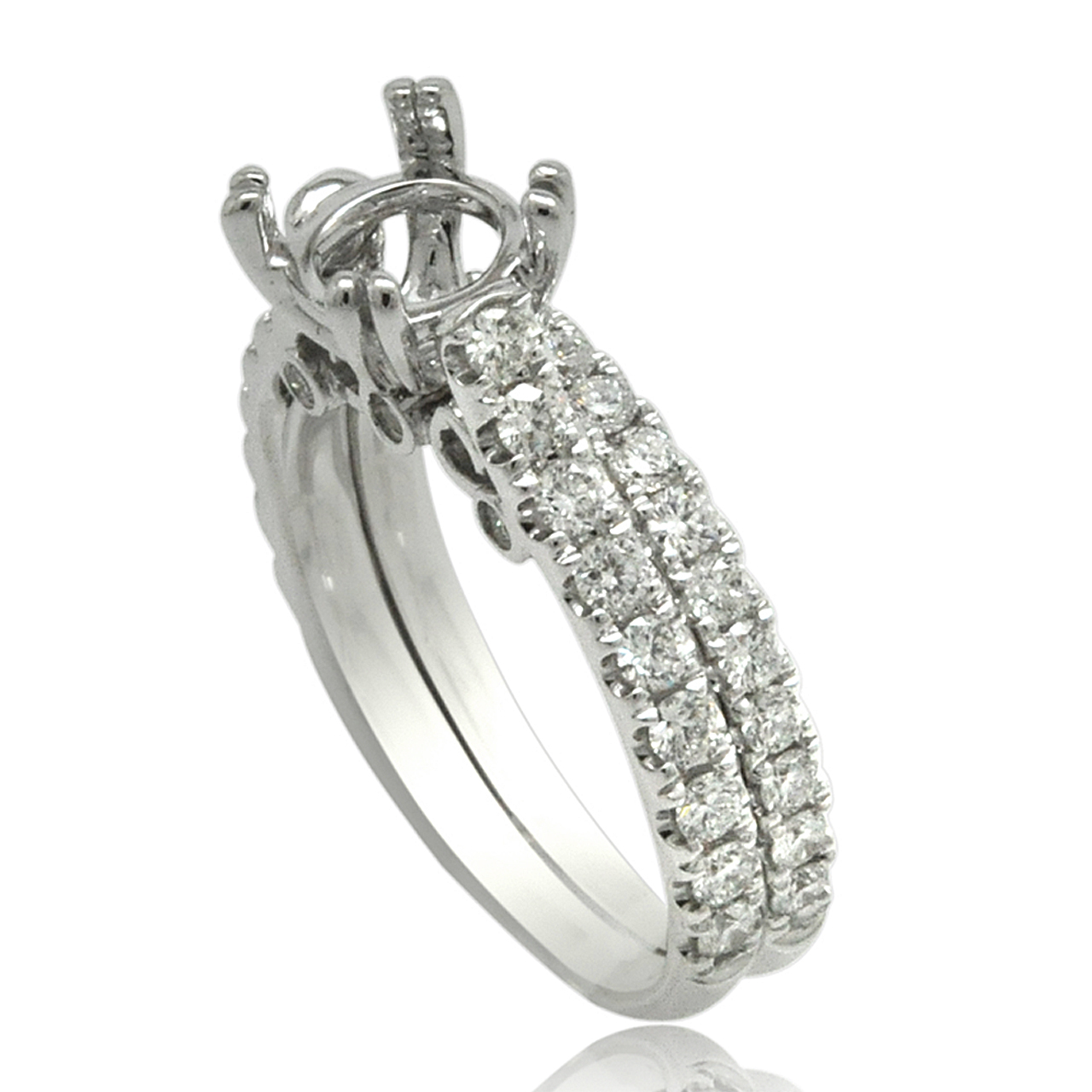 14K White Gold Diamond Engagement Ring Setting and Band 11006169 By Shin Brothers *