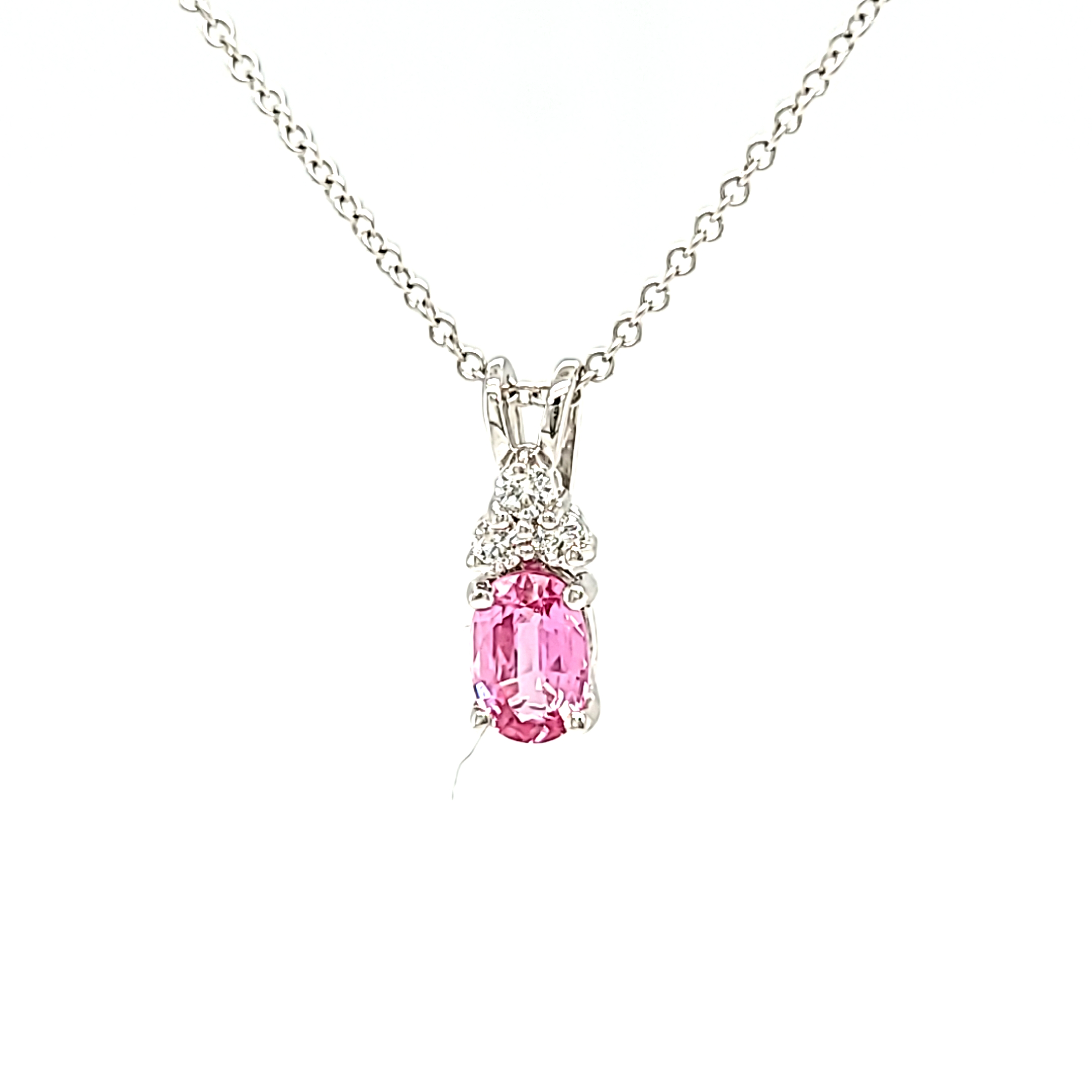 14K White Gold Pink Sapphire & Diamond Charm 52002178 | Shin Brothers* 14K White Gold Pink Sapphire & Diamond Charm 52002178 | Shin Brothers*