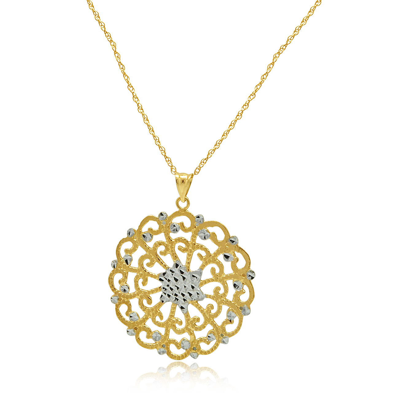 14K Two Toned Gold Sun Burst Charm 50003526 | Shin Brothers* 