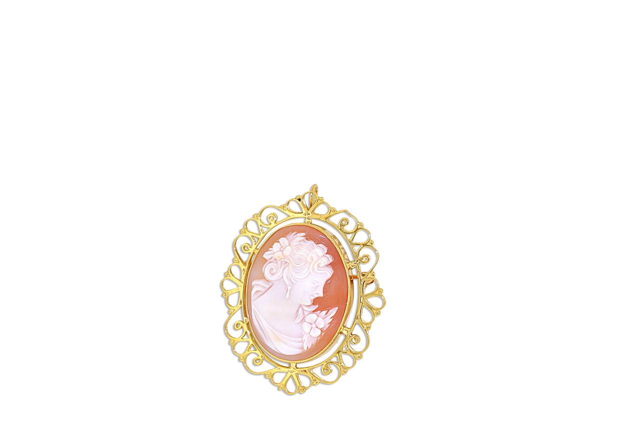 14K Yellow Gold Fancy Cameo Pin / Pendant 52002048 | Shin Brothers