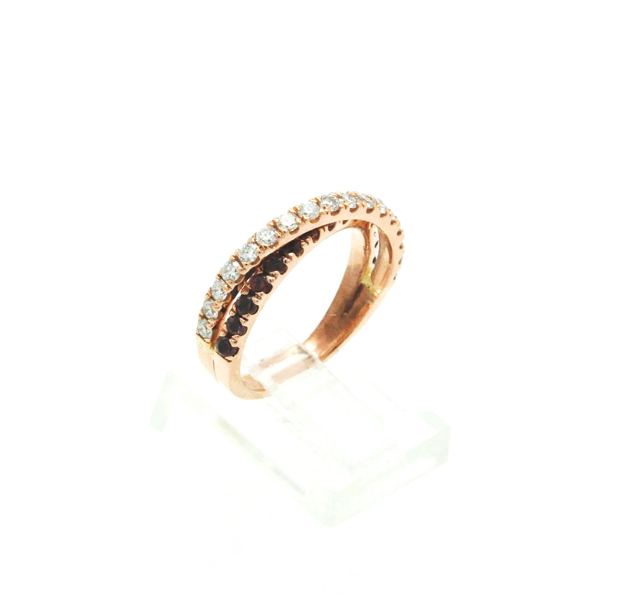 14k Rose Gold Diamond Tourmaline Criss Cross Ring 12002782 By Shin Brothers