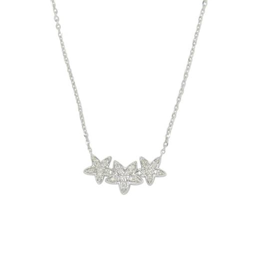 10K White Gold Triple Diamond Stars Necklace 39110008 | Shin Brothers* 10K White Gold Triple Diamond Stars Necklace 39110008 | Shin Brothers*