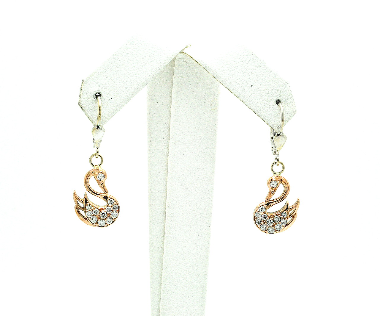 14K Two Tone Gold Diamond Swan Earrings | Shin Brothers 14K Two Tone Gold Diamond Swan Earrings | Shin Brothers