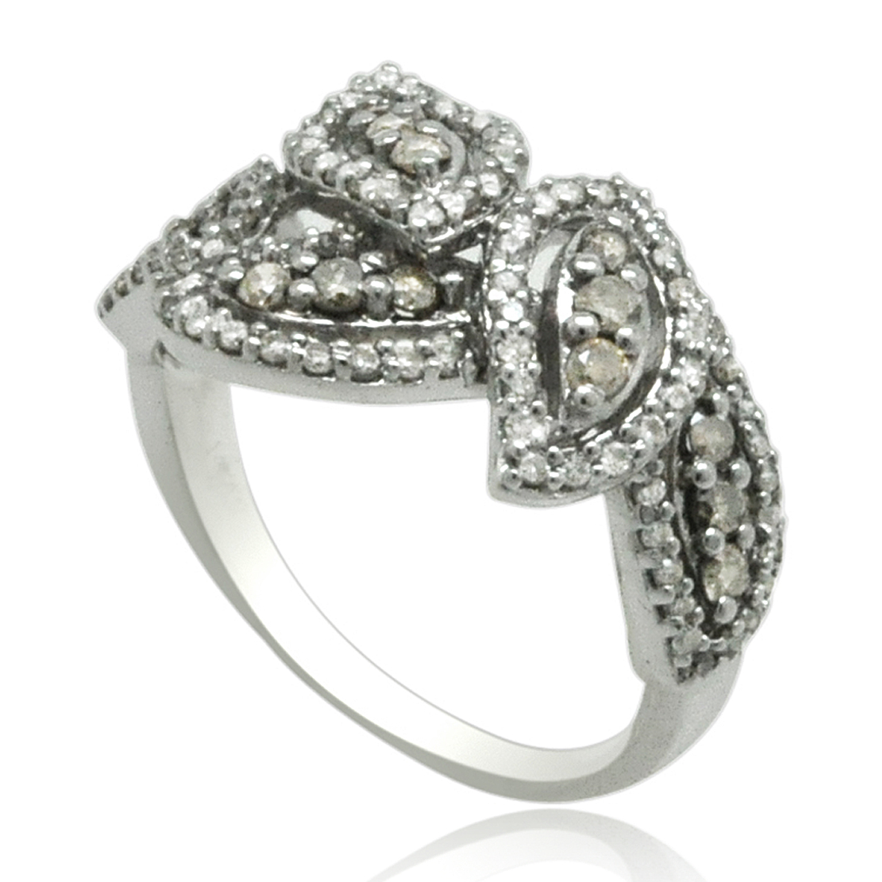 14K White Gold  Diamond Leaf Design  Ring 11006175 By Shin Brothers*