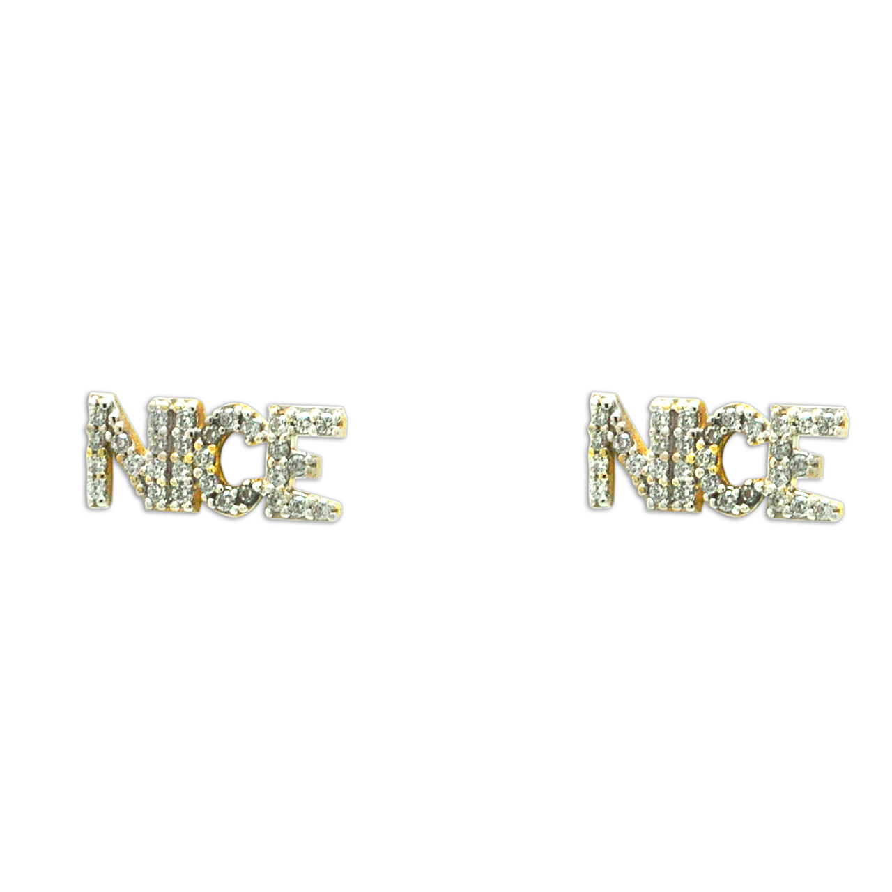 14K Yellow Gold Cubic Zirconia "NICE" Push Back Earrings 42003048 By Shin Brothers*