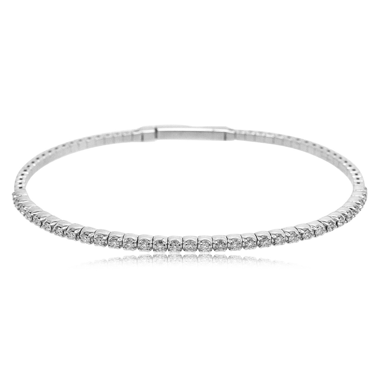 14K White Gold 0.68 Carat Flexible Diamond Bangle 21000723 By Shin Brothers*
