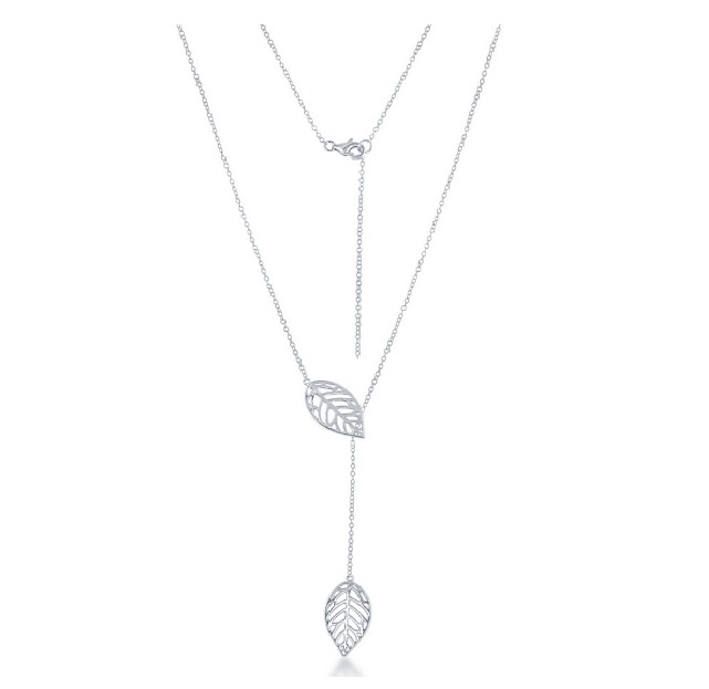 Sterling Silver Open Leaf with Hanging Leaf Necklace 83010845 | Shin Brothers*