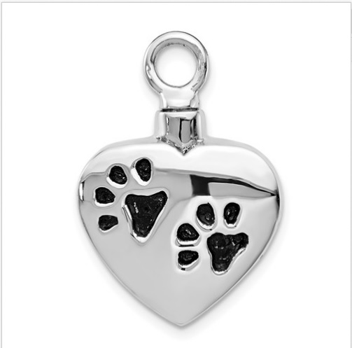 Sterling Silver Rhodium-Plated Enameled Paw Prints Heart Ash Holder | Shin Brothers* Sterling Silver Rhodium-Plated Enameled Paw Prints Heart Ash Holder | Shin Brothers*
