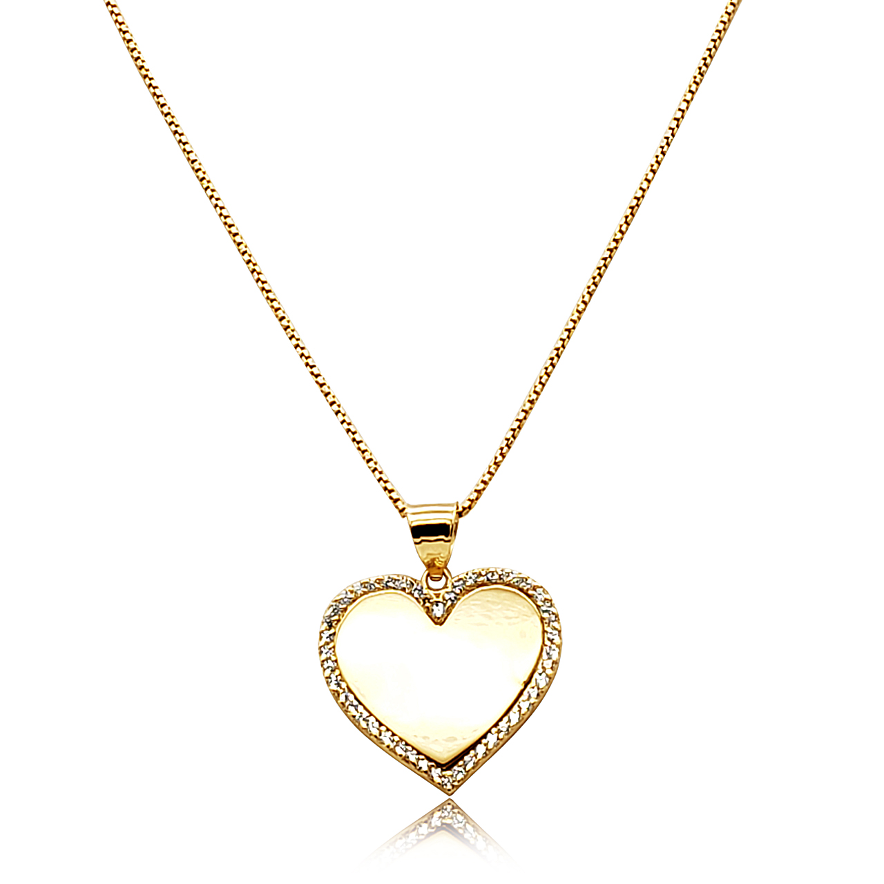 14K Yellow Gold Cubic Zirconia Engravable Heart Pendant By Shin Brothers* 14K Yellow Gold Cubic Zirconia Engravable Heart Pendant By Shin Brothers*