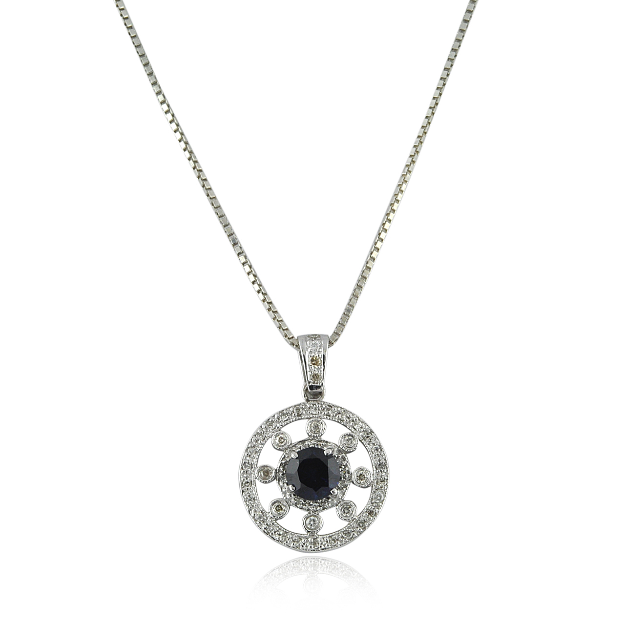 14K White Gold Sapphire and Diamond Pendant 52002070 | Shin Brothers* 14K White Gold Sapphire and Diamond Pendant 52002070 | Shin Brothers*