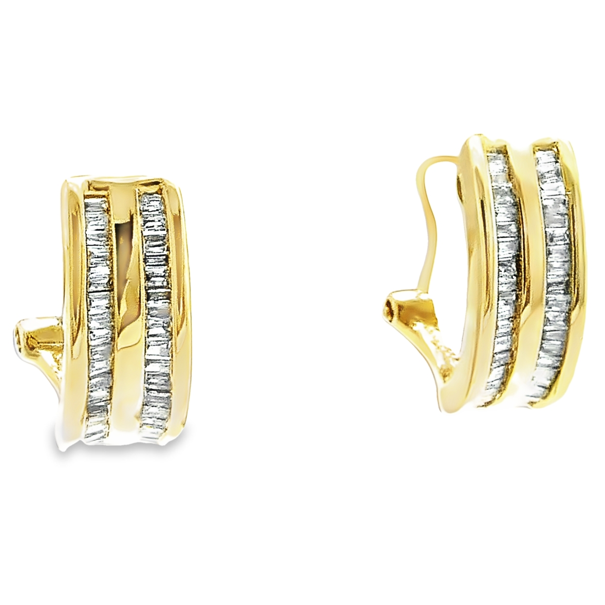14K Yellow Gold Diamond Omega Back Earrings 41002268 | Shin Brothers* 14K Yellow Gold Diamond Omega Back Earrings 41002268 | Shin Brothers*