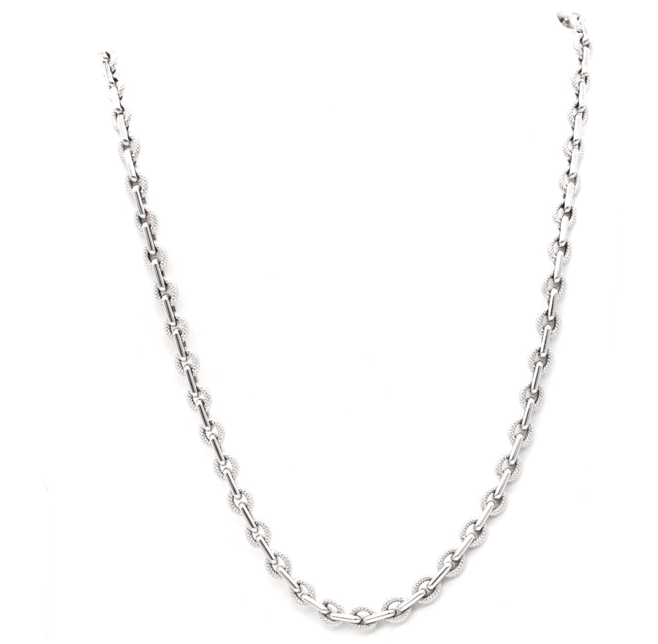 14K White Gold Textured Link 16" Chain 30002930 | Shin Brothers* 