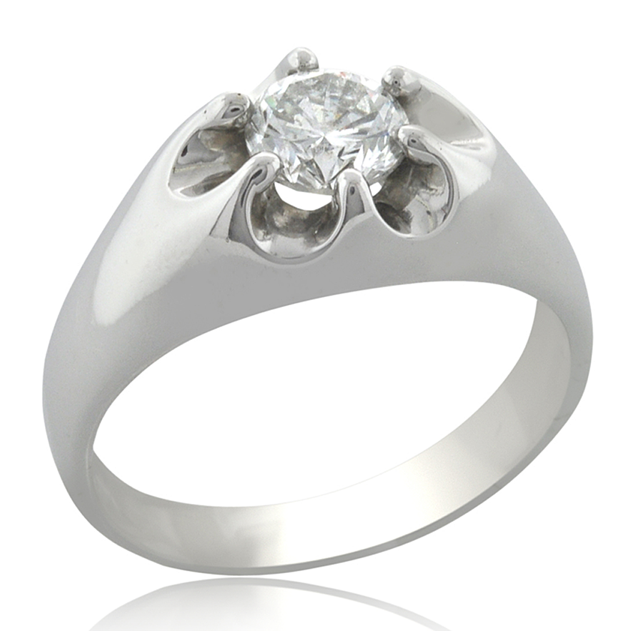18K White Gold Men's Solitaire Diamond Ring 11006068 | Shin Brothers*