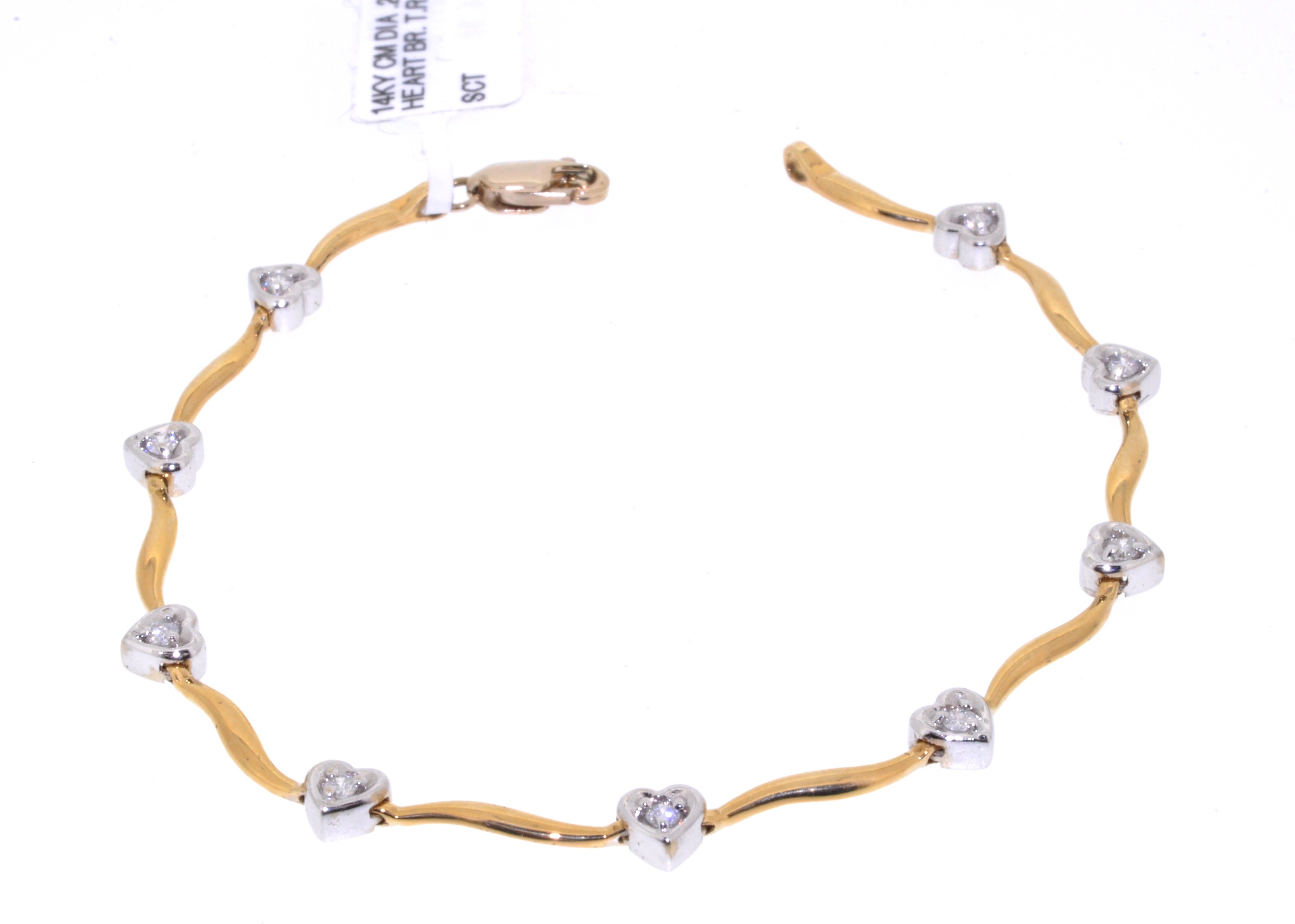 14K Two-Tone Gold Ladies' Diamond Heart Bracelet 21000350 | Shin Brothers* 14K Two-Tone Gold Ladies' Diamond Heart Bracelet 21000350 | Shin Brothers*
