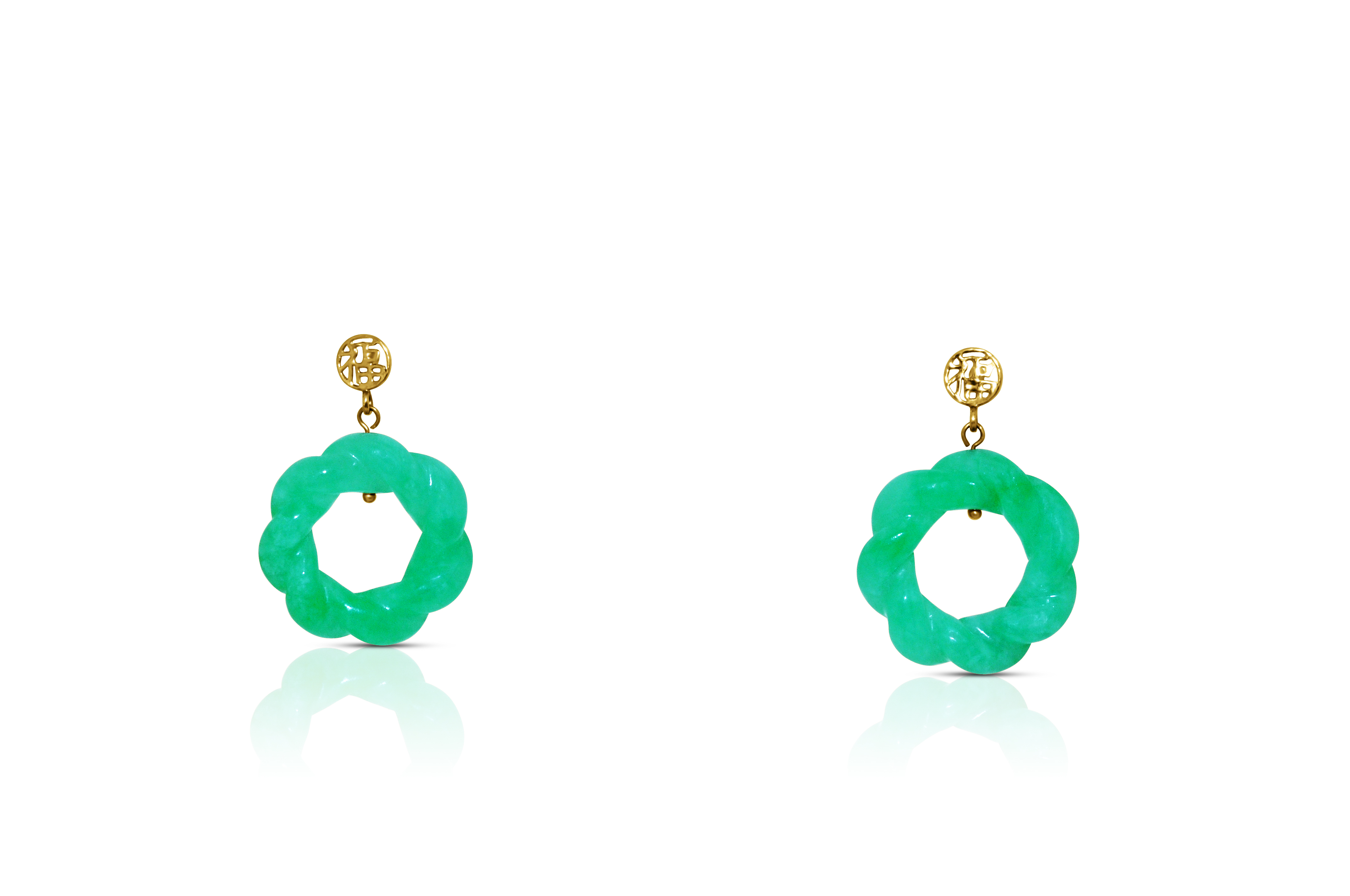 14K Yellow Gold Jade Drop Earrings 42001797 | Shin Brothers* 14K Yellow Gold Jade Drop Earrings 42001797 | Shin Brothers*